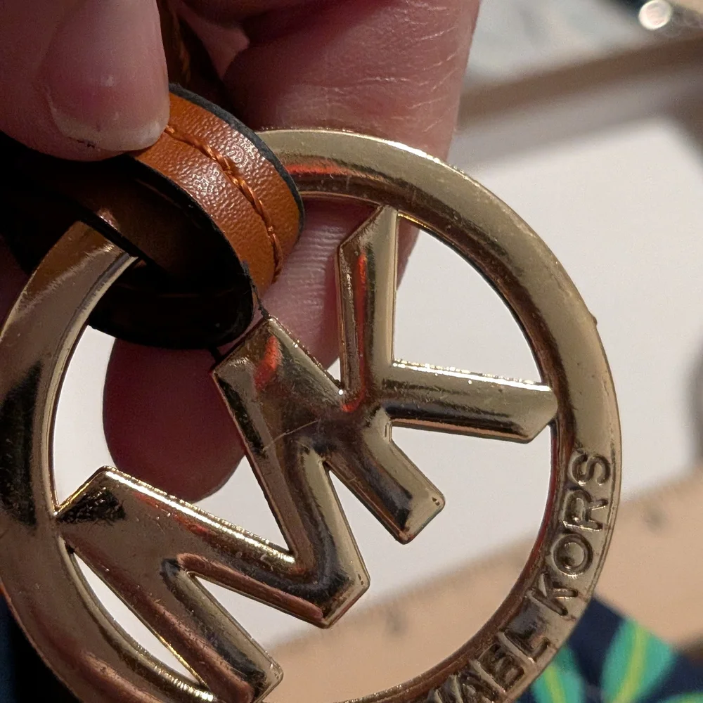 Brown‎ Leather Keychain with Gold Emblem